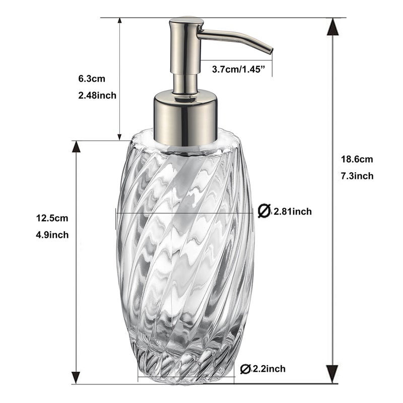 Delle Rosa Countertop Glass Soap Dispenser Oil Rubbed Bronze Clear Glass Bottle Dispenser for Kitchen, Bathroom Essential Oils, Lotions, Liquid Soaps - Image 3
